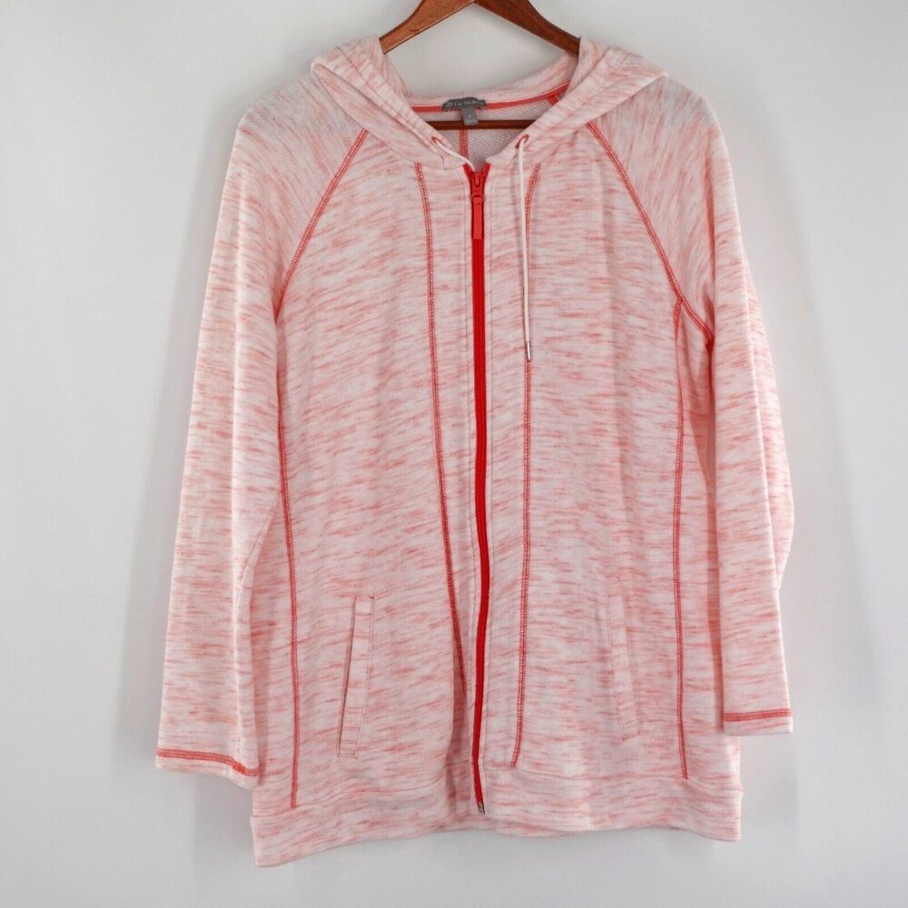 Hooded Zip Front with Pockets Athletic Jacket Plus Size X